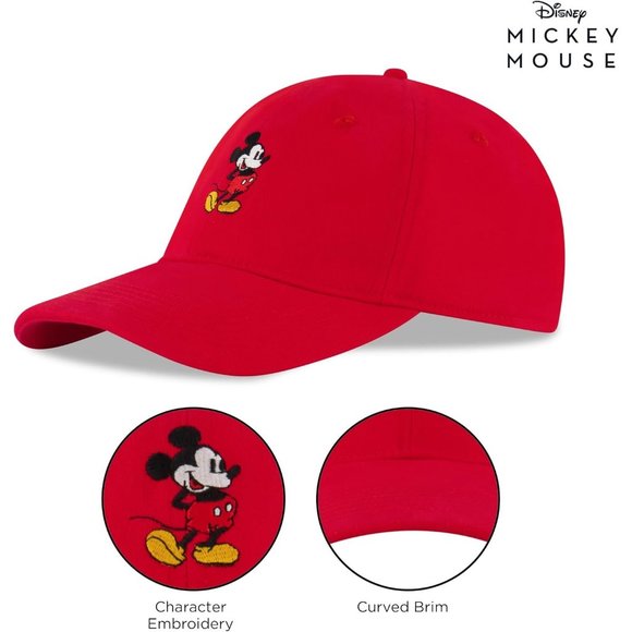 Men's Beautiful Mickey Mouse Adjustable Baseball Cap for Adult - Red - Picture 5 of 8